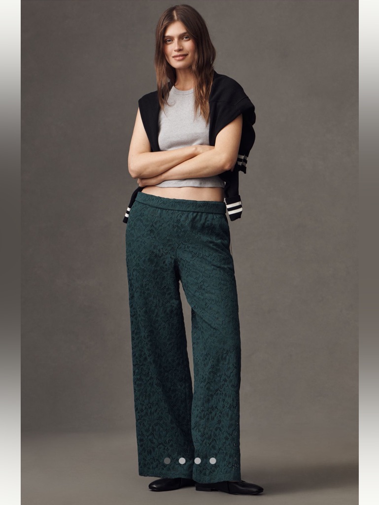 Anthropologie Maeve The Brooklin Lace Pull-On Track Pants